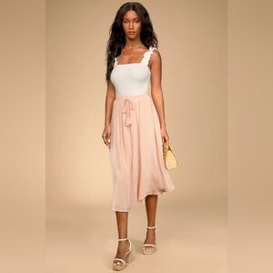 Lulus Pink Regatta Tassel Midi Skirt Blush Pink